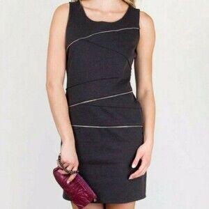 Michael Michael Kors Navy Blue Bodycon Dress Zip Detail Edgy Career NWT 14